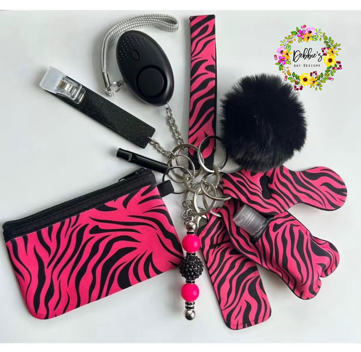 Pink Black Zebra Accessory Keychain