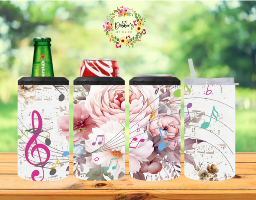 4 in 1 Can Cooler | Floral | Music Notes