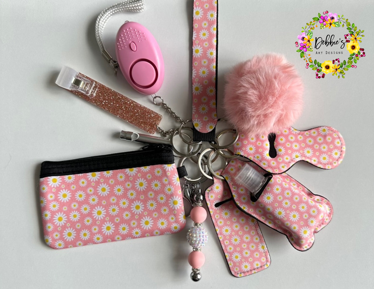 Peachy Pink Daisies Accessory Keychain