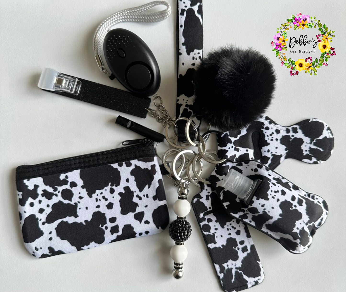 Black White Cow Print Accessory Keychain
