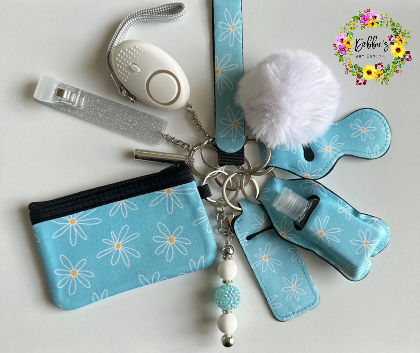 Aqua Daisies Accessory Keychain