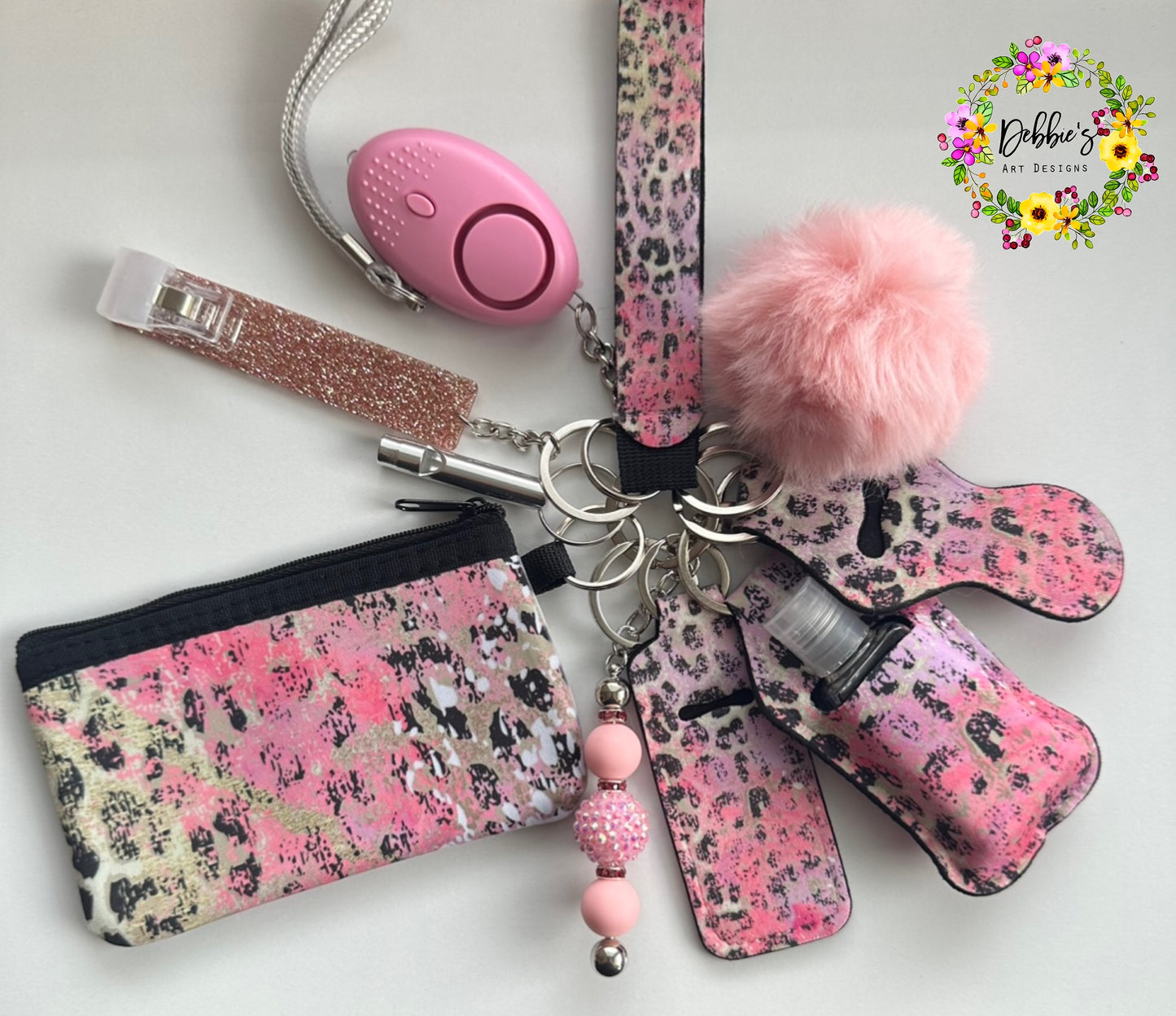 Pink Multicolored Print Accessory Keychain