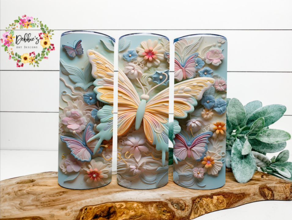 3D Butterfly | Pastel | 20oz Tumbler