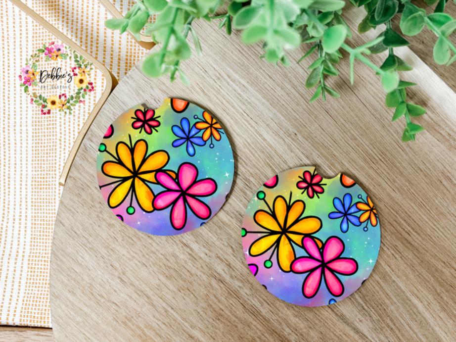 Colorful Flowers | Car Coasters