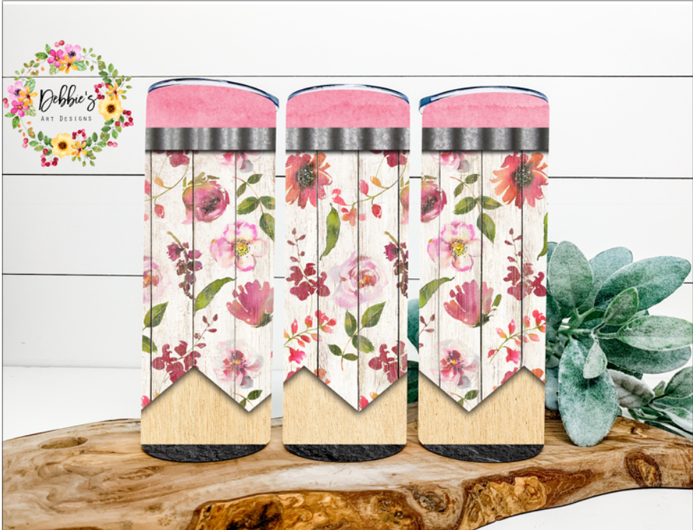 Floral Pencil Design | 20oz Tumbler