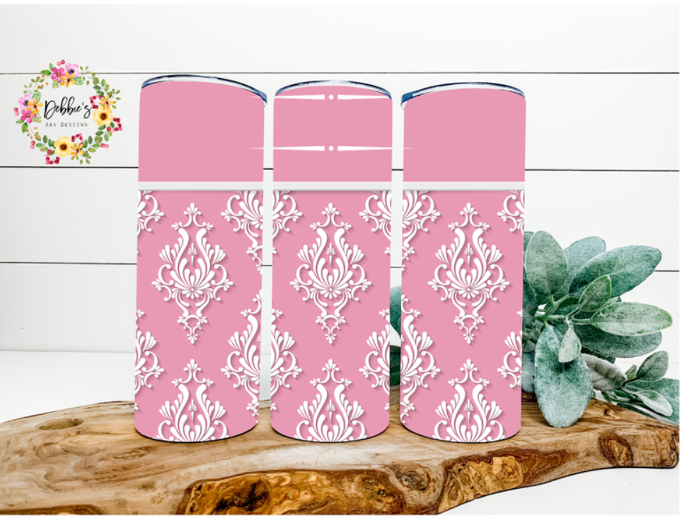 Pink & White Damask | 20oz Tumbler
