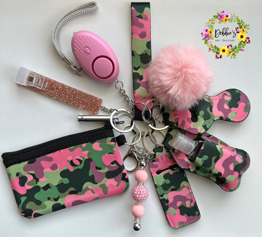 Pink Green Camo Accessory Keychain