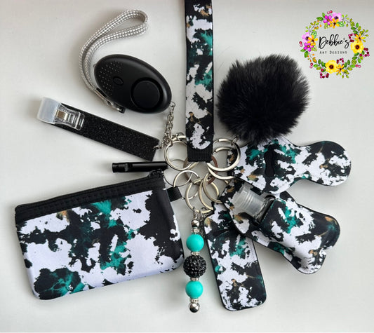 Teal Black  Accessory Keychain