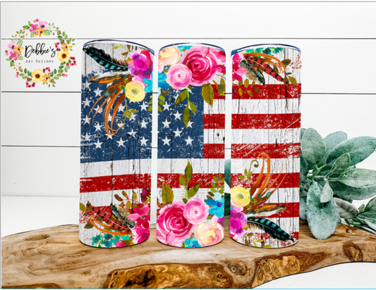 American Flag Floral | 20oz Tumbler
