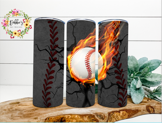 Baseball With Flames | 20oz Tumbler