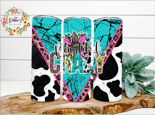 Cowhide Teal Beautiful Crazy | 20oz Tumbler
