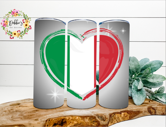 Green White Red | Heart | 20oz Tumbler