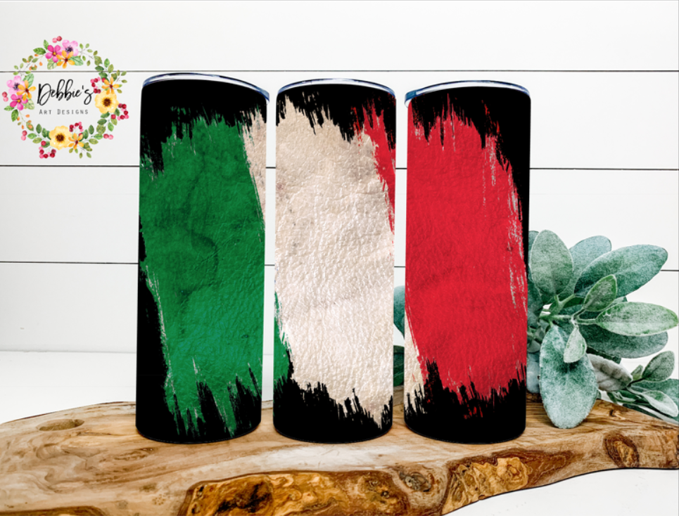 Green White Red | Distressed Leather Look | 20oz Tumbler