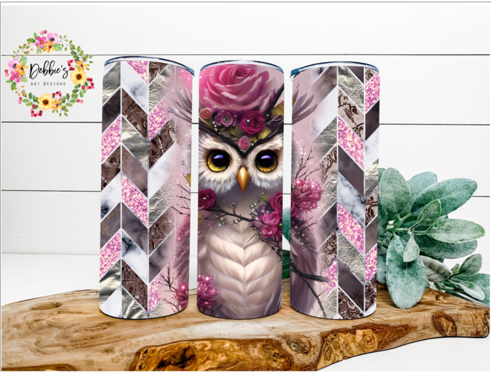 Beautiful Owl | Floral | Tangram | 20oz Tumbler